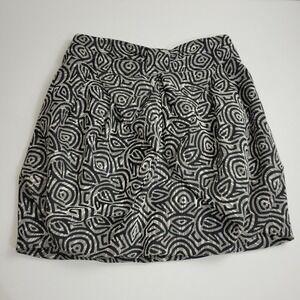 Anthropologie Eva Franco Bubble Skirt Black White Mini Zip Cotton Size 8